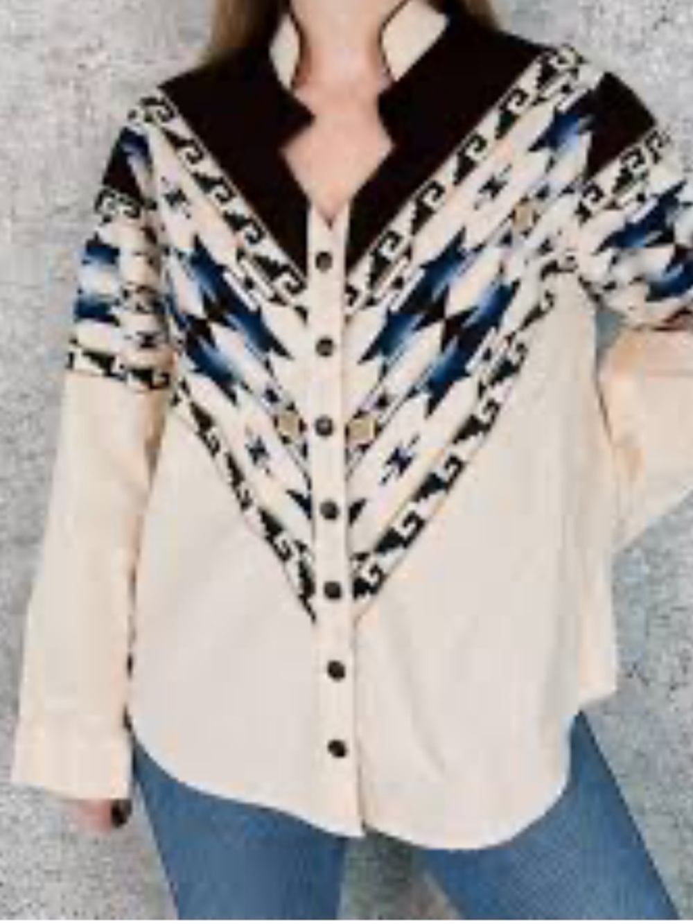 Brooks & Dunn Women's Cream Southwestern Button-Down Shirt